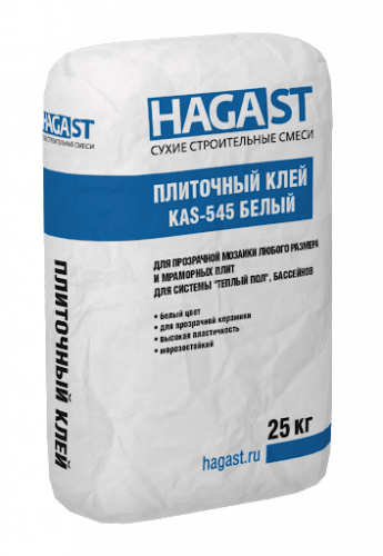 Клей для плитки HAGA ST KAS-545 белый 25 кг